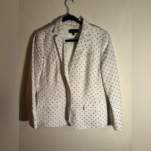 Talbots White and Navy Polka Dot Blazer